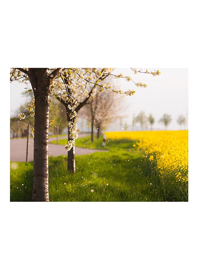 Fast Print Floral Printed Self-Adhesive Wall Sticker Green/Yellow/White 60x45cm