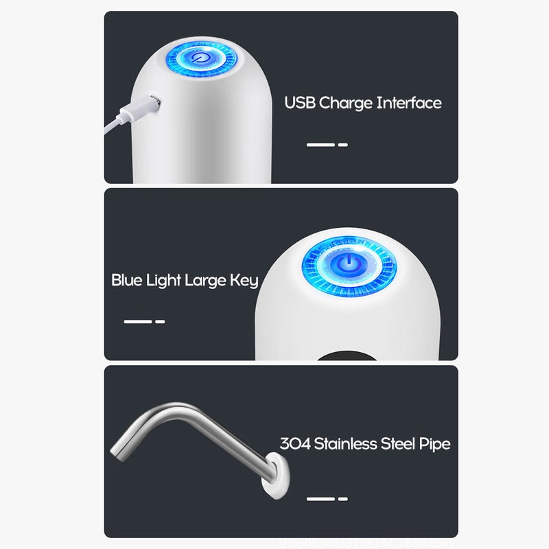 إيهوم مضخة ماء منزلية أسطوانية الشكل ذكية محمولة تعمل بشكلٍ تلقائي مع منفذ USB للشحن أسود 13.8سم - Image 3