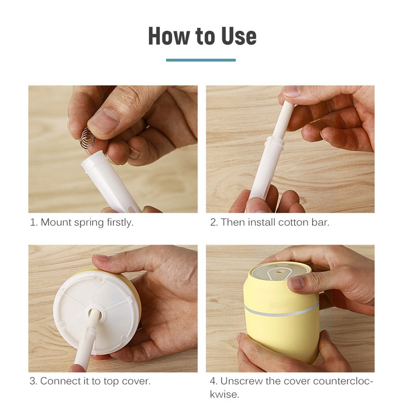 إيهوم جهاز ترطيب هواء بخاخ USB صغير محمول 3 في 1 بخزان ماء سعة 200 مل مع ضوء LED بـ 7 ألوان أسود 11سم - Image 3