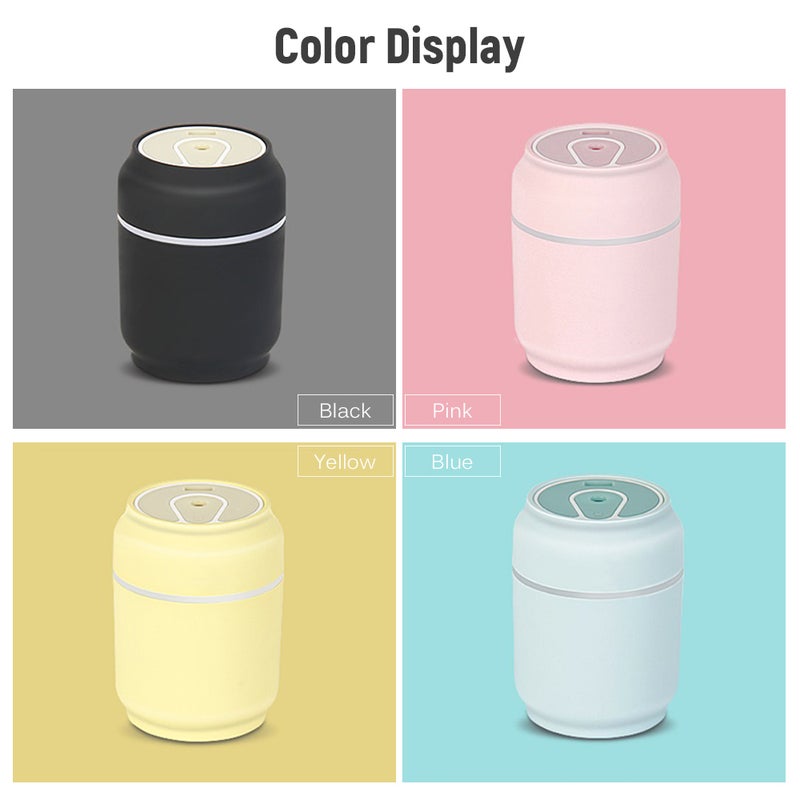 EHOME 200ml Water Tank Portable USB Mini Humidifier 3-in-1 Spray With 7-Colors LED Light Yellow 11cm - Image 2