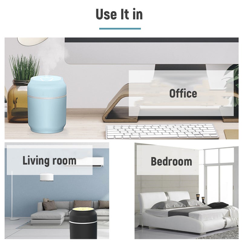 EHOME 200ml Water Tank Portable USB Mini Humidifier 3-in-1 Spray With 7-Colors LED Light Yellow 11cm - Image 3