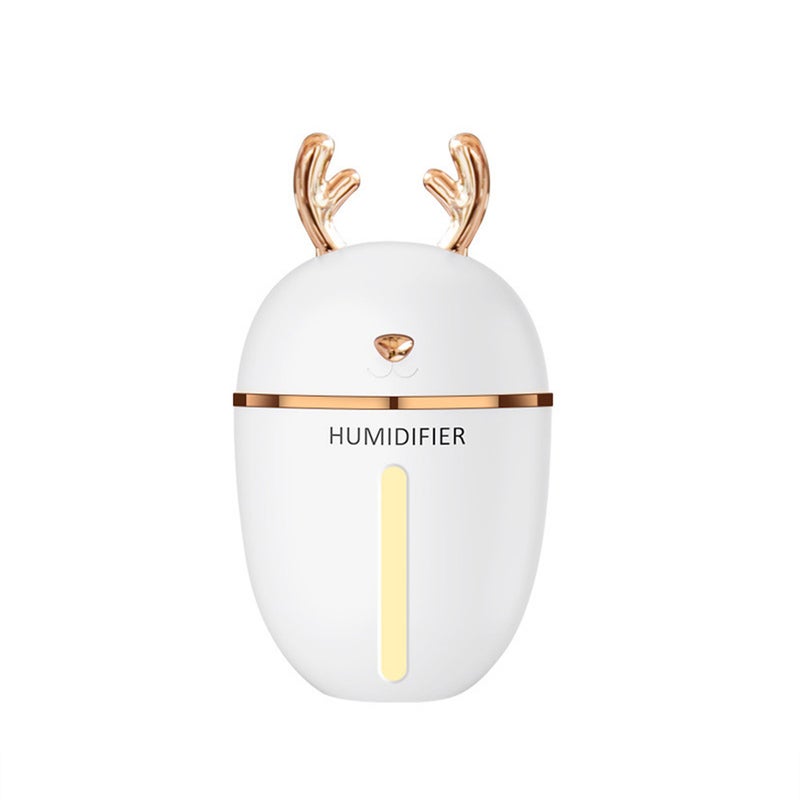 EHOME 450ml USB Cute Deer Air Mist Humidifier With Night Light White 18cm - Image 1
