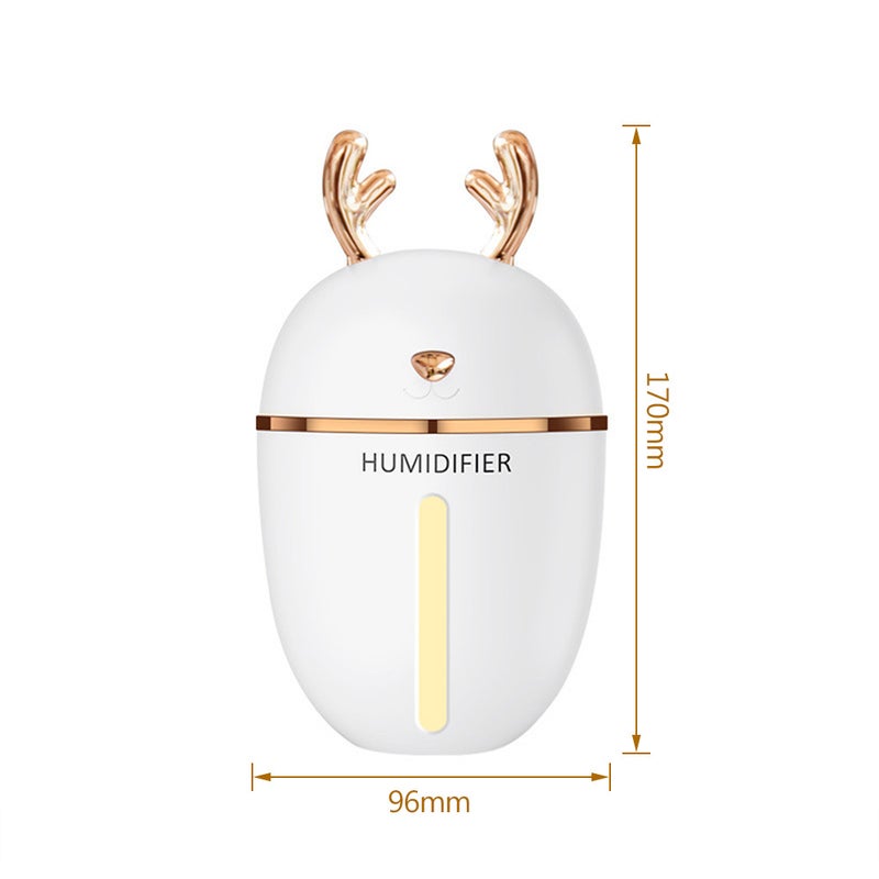EHOME 450ml USB Cute Deer Air Mist Humidifier With Night Light White 18cm - Image 3