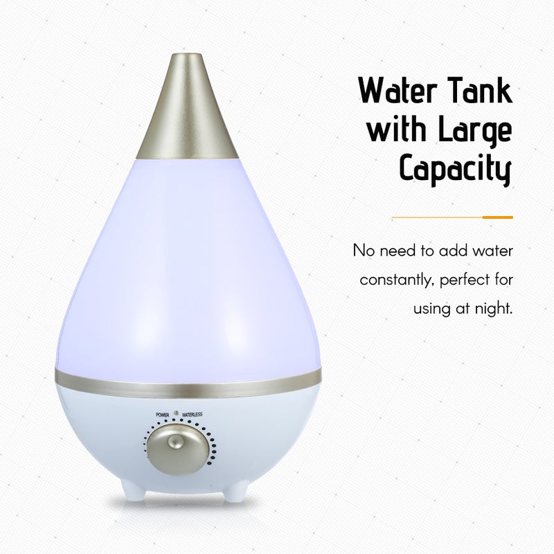 EHOME 3L Capacity Cool Mist Humidifier & Diffuser With Colorful Light Gold 27cm - Image 3