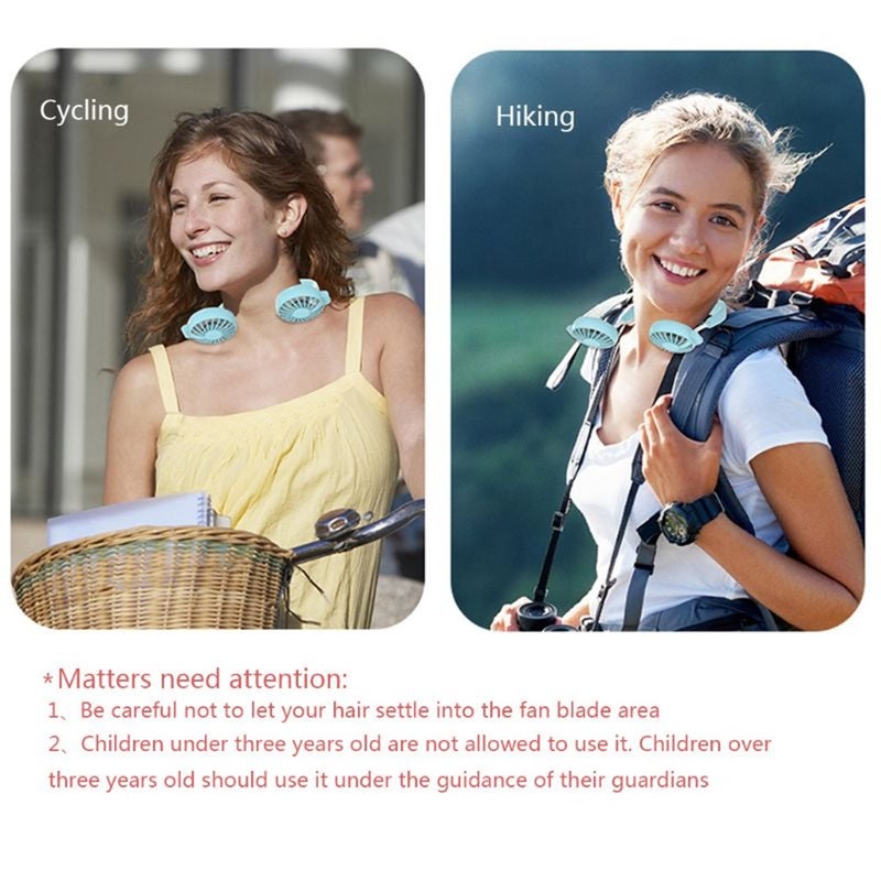 إيهوم مروحة تبريد شخصية مزدوجة قابلة للشحن بتصميم يوضع حول الرقبة مناسبة للصيف وردي 19سم - Image 2