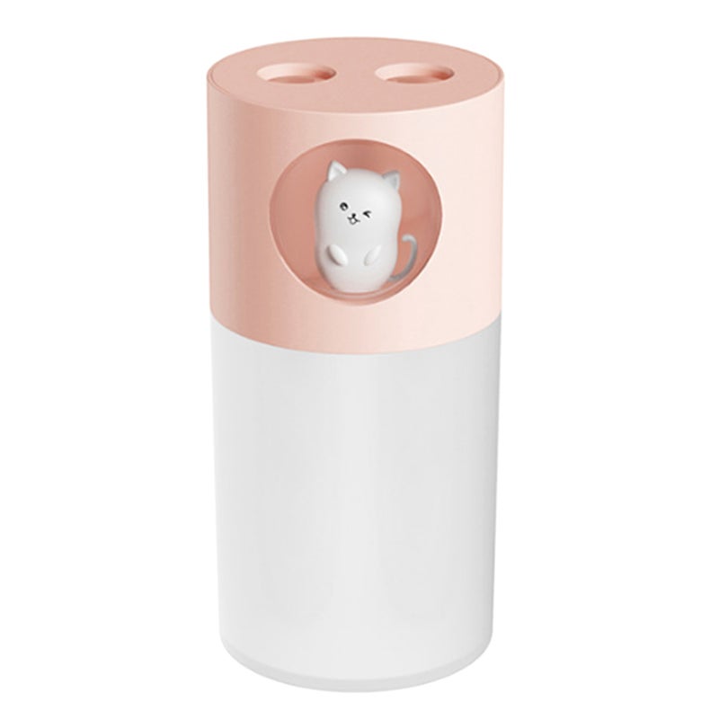 إيهوم جهاز ترطيب الهواء مزود ببخاخ بفتحتين بتصميم حيوان أليف لطيف سعة 280 مل مزود بمنفذ USB وردي 15سم - Image 1