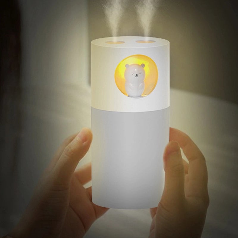 إيهوم جهاز ترطيب الهواء مزود ببخاخ بفتحتين بتصميم حيوان أليف لطيف سعة 280 مل مزود بمنفذ USB وردي 15سم - Image 3