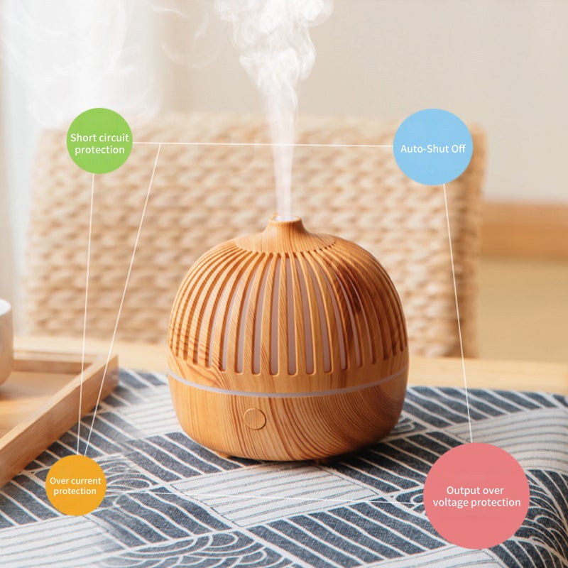 EHOME - 180ml Essential Oil Diffuser Mist Humidifier 12.1cm Brown - Image 1
