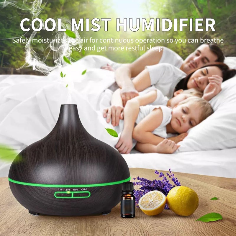 إيهوم موزّع زيوت عطرية للترطيب سعة 550 مل بني 17سم - Image 3