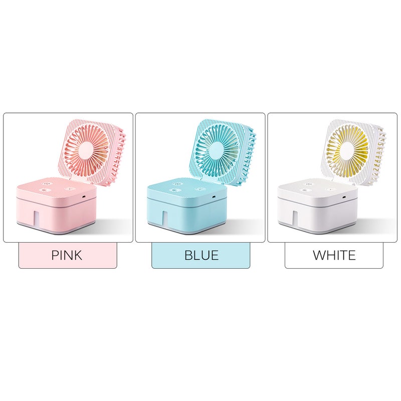 إيهوم مرطب هواء 2 في 1 برذاذ ومروحة بتصميم مكعب قابل للطي وقابل لإعادة الشحن بمنفذ USB وردي 12.4سم - Image 3