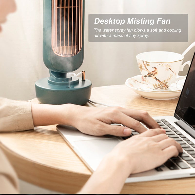 إيهوم جهاز ترطيب هواء بمروحة تبريد بتصميم رأسي هادئ يصدر رذاذاً ويعمل بعدد 3 سرعات وسعة 220 مل ومناسب للمكتب أخضر 30سم - Image 3