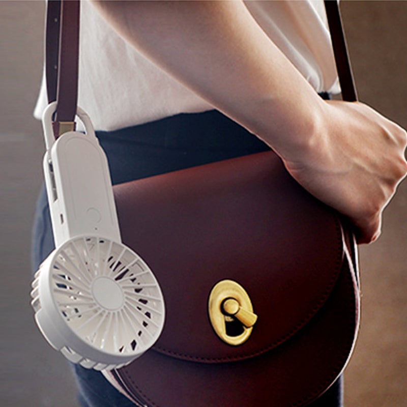 إيهوم مروحة شخصية محمولة باليد وصغيرة الحجم ومنخفضة الضوضاء مزودة بثلاث سرعات مع إبزيم قابل للتمدد أبيض 18سم - Image 2