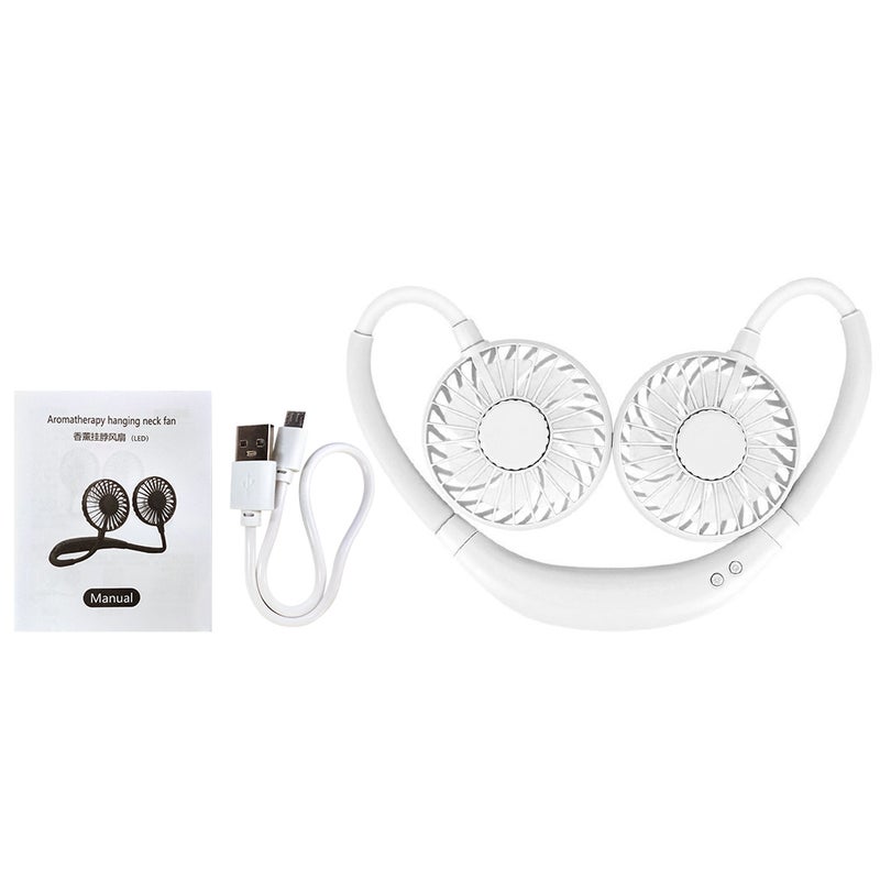EHOME Aromatherapy Mini Bendable Wearable Hanging Neck Fan White 18.5cm - Image 2