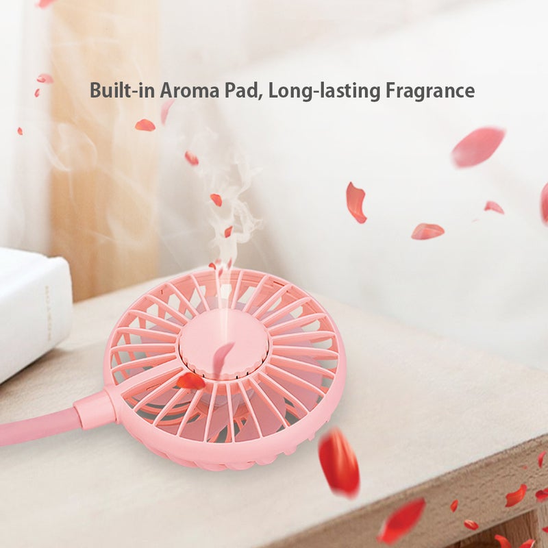 EHOME Aromatherapy Mini Bendable Wearable Hanging Neck Fan Black & Red 18.5cm - Image 2