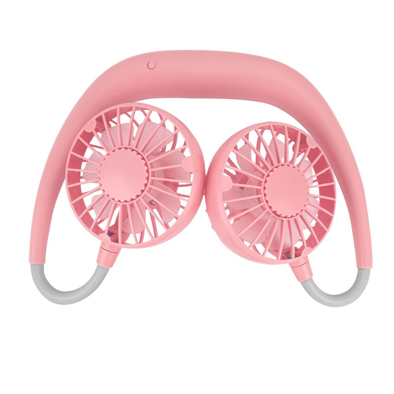 EHOME Personal Mini USB Portable 3-Speeds Rechargeable Neck Fan Pink 21cm - Image 2