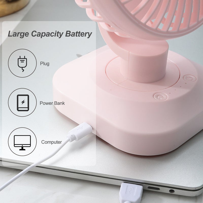 إيهوم مروحة شخصية للطاولة بحجم صغير محمولة باليد بـ 3 سرعات وبضوضاء منخفضة قابلة للتعديل بزاوية 120 درجة أخضر 21سم - Image 2