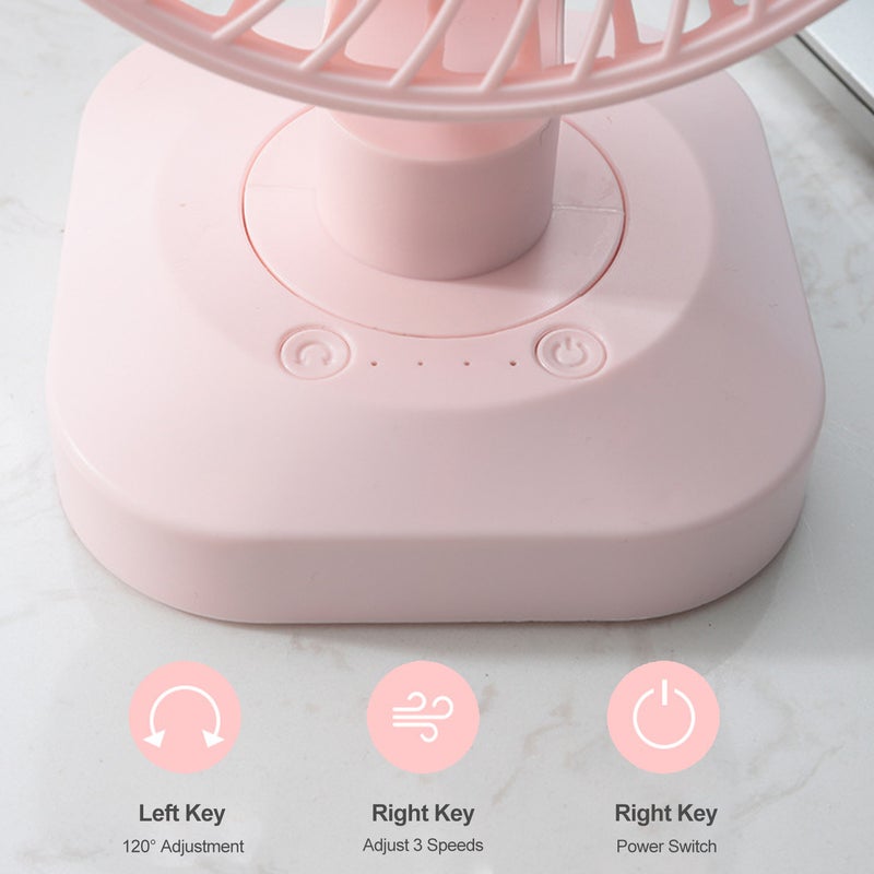 EHOME 120° Adjustment Portable Mini 3-Speeds Low Noise Personal Desk Table Fan White 21cm  - Image 3