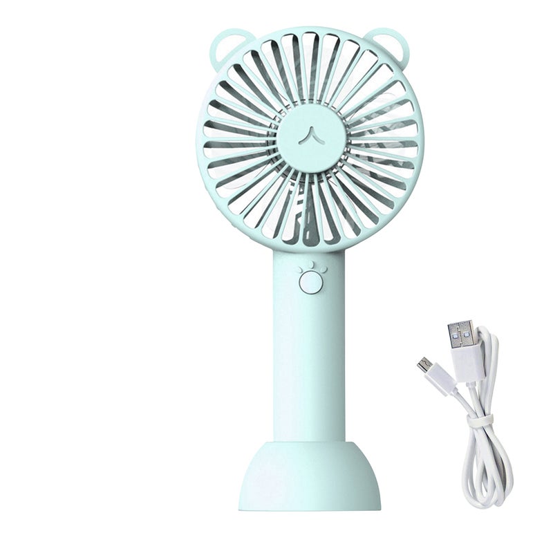 EHOME 3-Speed Low Noise Personal Desk Handheld Fan With Base Blue 21cm - Image 1