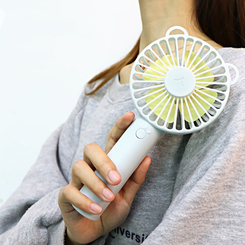 EHOME 3-Speed Low Noise Personal Desk Handheld Fan With Base Blue 21cm - Image 2