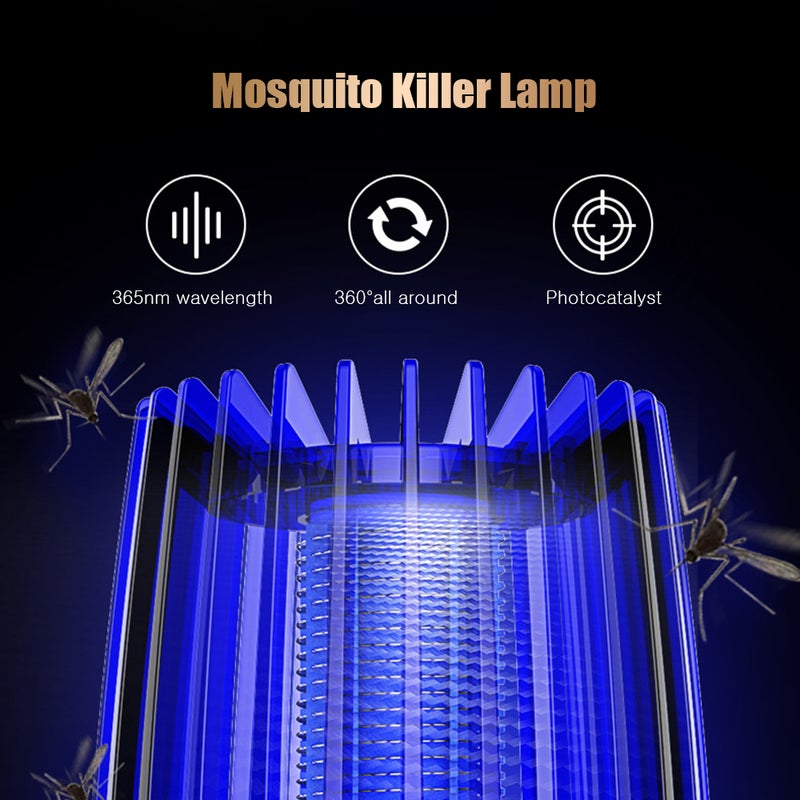 إيهوم مصباح ليلي 2 في 1 مزود بلمبة قاتلة للبعوض مع خطاف مخفي أسود 22سم - Image 2