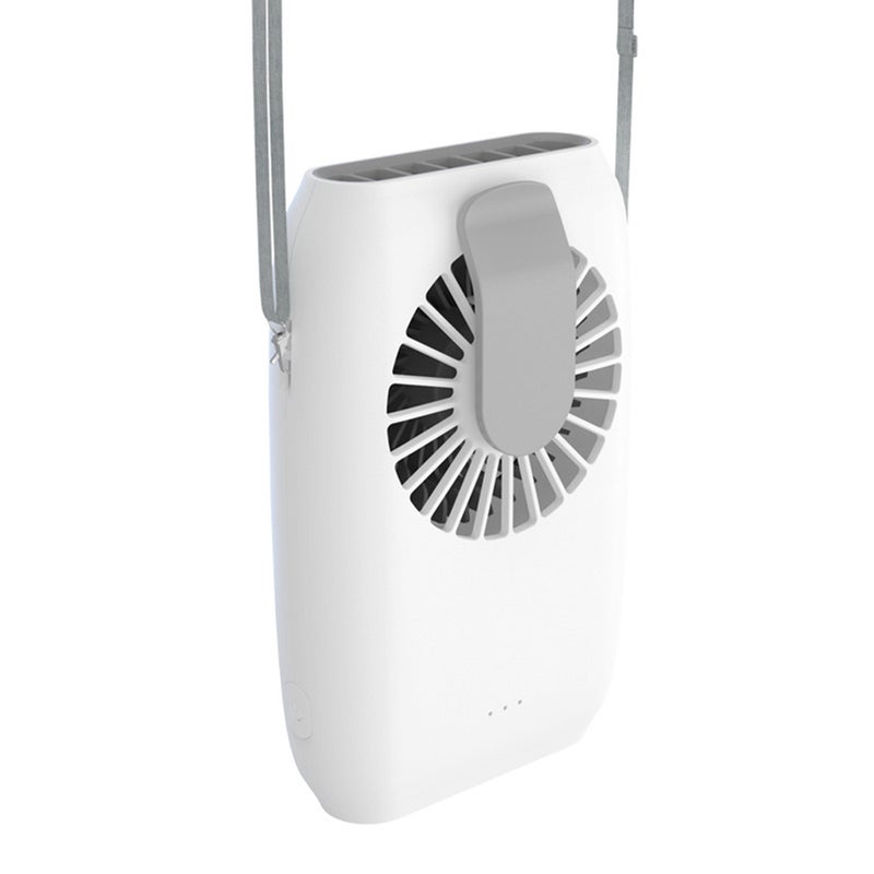 إيهوم مروحة محمولة باليد ويمكن تعليقها بالرقبة ومزودة بباور بنك أبيض 17سم - Image 1