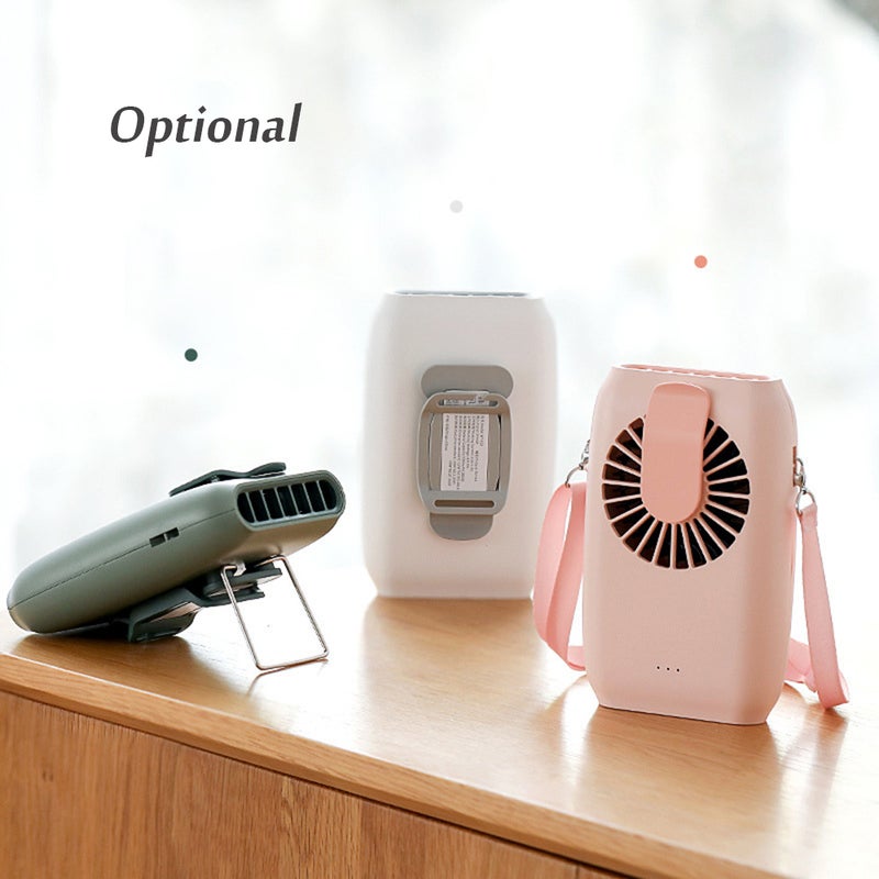 إيهوم مروحة محمولة باليد ويمكن تعليقها بالرقبة ومزودة بباور بنك أبيض 17سم - Image 2