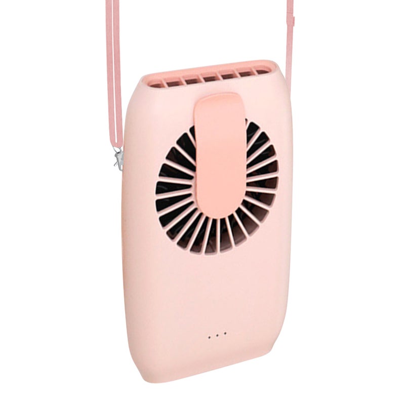 إيهوم مروحة محمولة باليد ويمكن تعليقها بالرقبة ومزودة بباور بنك وردي 17سم - Image 1