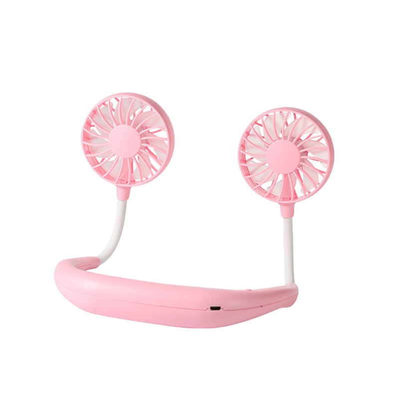 EHOME Small Personal Mini USB Rechargeable 3-Speeds Neck Fan Pink 27cm - Image 1