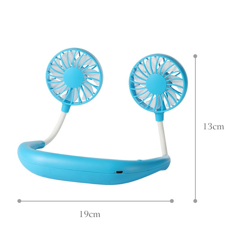 EHOME Small Personal Mini USB Rechargeable 3-Speeds Neck Fan Green 27cm - Image 3
