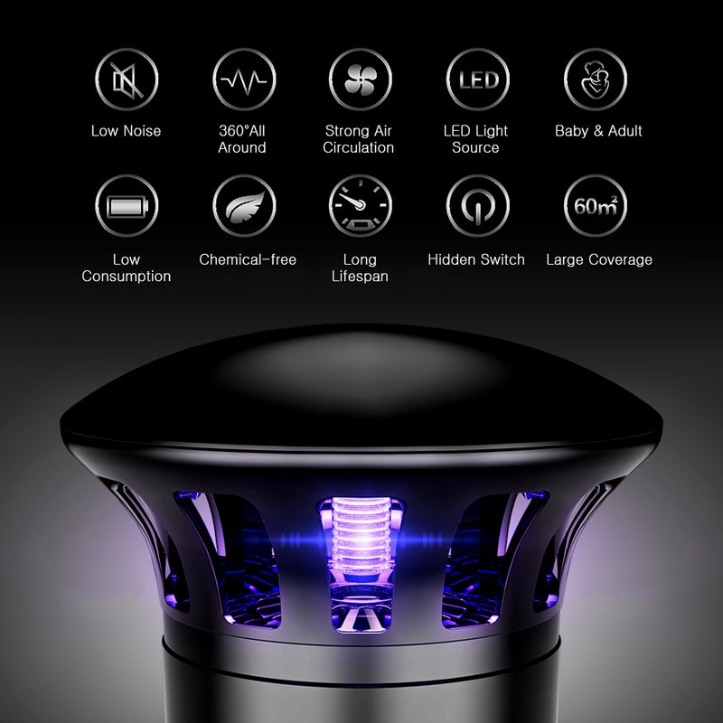 إيهوم صاعق وقاتل للحشرات والبعوض بمصباح يصدر ضوضاء منخفضة ويستهلك طاقة أقل أسود 21سم - Image 3