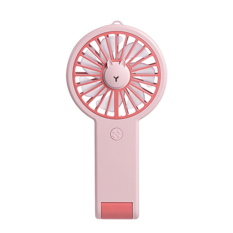 إيهوم مروحة قياس ميني مناسبة للمكتب بشكل أرنب لطيف مزودة بثلاثة مسننات داخلية وبضوء ملون، وتتميز بأنها قابلة للتعديل ومحمولة باليد ومزودة بمنفذ USB وردي 18.1سم - Image 1