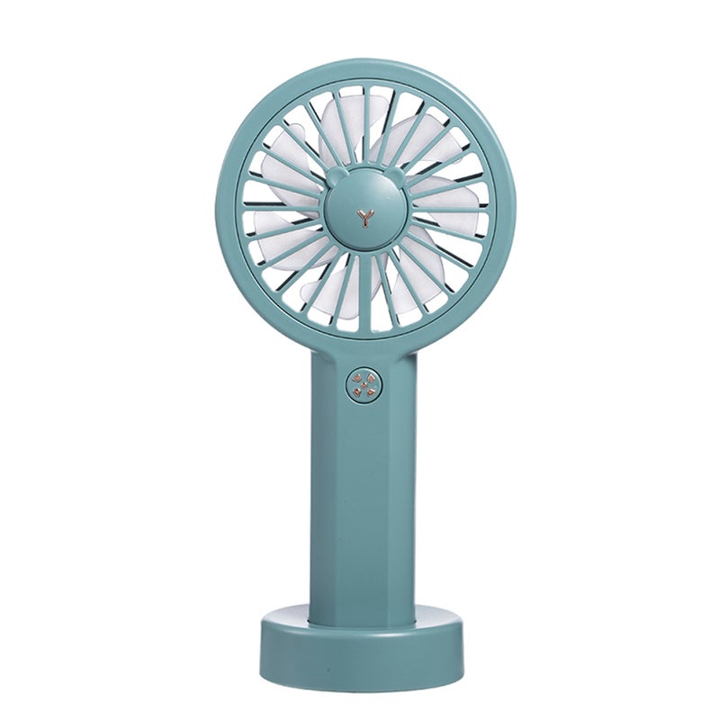 EHOME - Cute Bear Shape 3-Gears Adjustable Colorful Light Mini Handheld Desk USB Fan Dark Green 18.7cm - Image 1