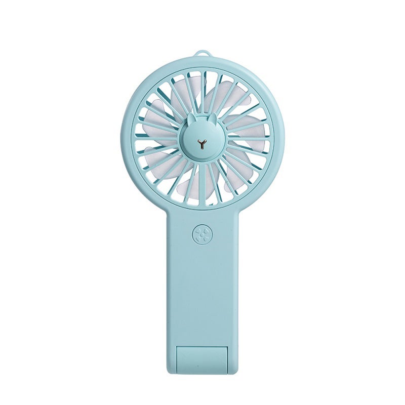 إيهوم مروحة قياس ميني مناسبة للمكتب بشكل أرنب لطيف مزودة بثلاثة مسننات داخلية وبضوء ملون، وتتميز بأنها قابلة للتعديل ومحمولة باليد ومزودة بمنفذ USB أزرق 18.1سم - Image 1