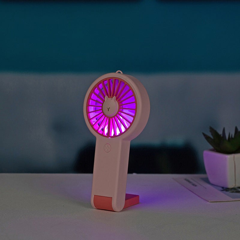 إيهوم مروحة قياس ميني مناسبة للمكتب بشكل أرنب لطيف مزودة بثلاثة مسننات داخلية وبضوء ملون، وتتميز بأنها قابلة للتعديل ومحمولة باليد ومزودة بمنفذ USB أبيض 18.1سم - Image 3