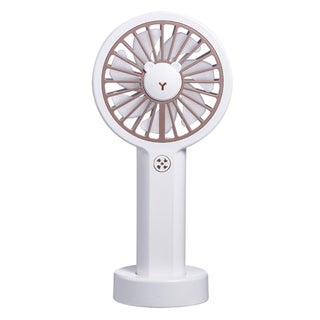 Cute Bear Shape 3-Gears Adjustable Colorful Light Mini Handheld Desk USB Fan White 18.7cm - v1606992291/N42641553A_1