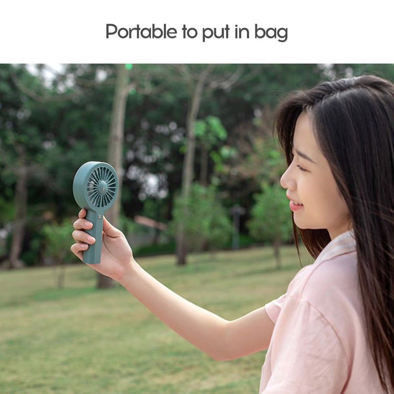EHOME - Cute Bear Shape 3-Gears Adjustable Colorful Light Mini Handheld Desk USB Fan Dark Green 18.7cm - Image 1
