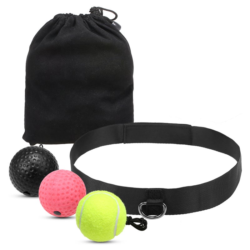 EHOME Boxing Reflex Ball Set 3 Level Punching Training Balls with Nylon Sport Headband 20cm  - Image 1
