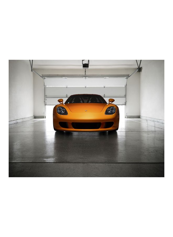 Porsche Printed Self-Adhesive Wall Sticker Yellow/Grey/White 60x45cm