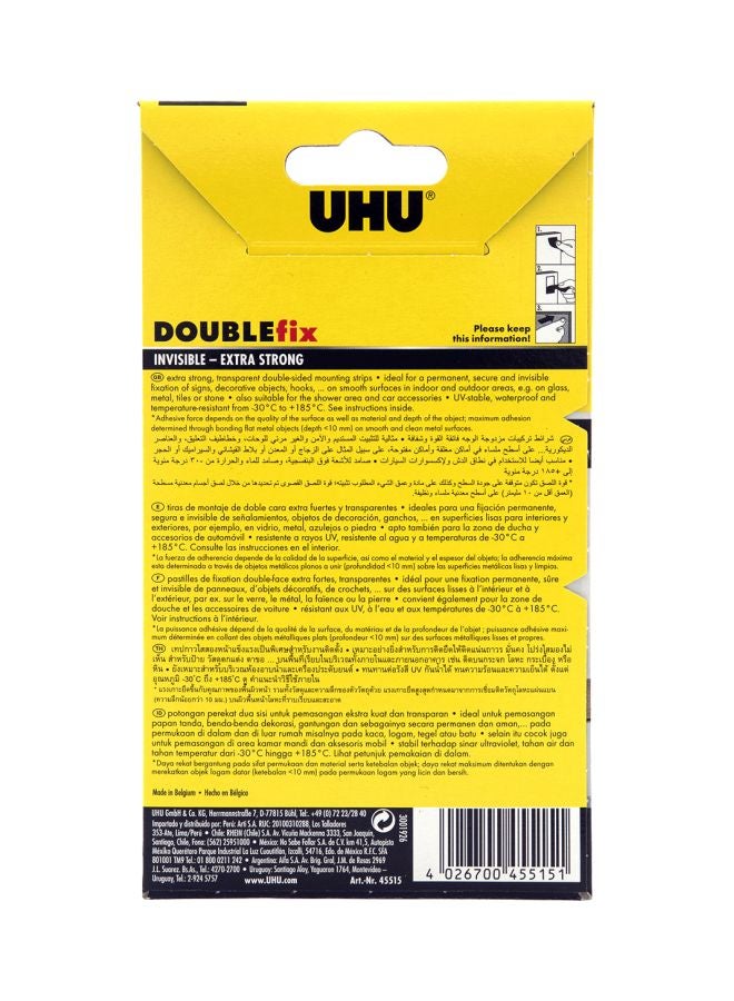 UHU - 12-Piece Doublefix Invisible Mounting Tape Set Red 19x40mm - Image 1