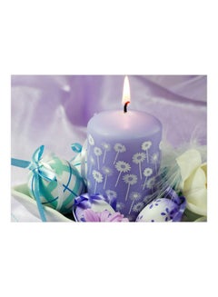 Candle Printed Self-Adhesive Wall Sticker Purple/Blue/Yellow 60x45cm