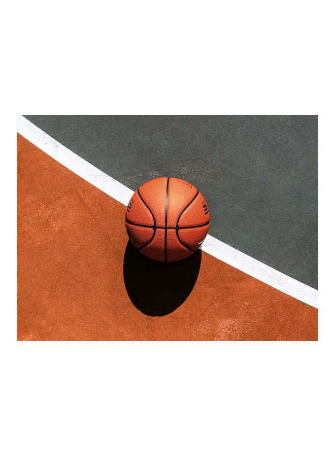 Fast Print Basketball Printed Self Adhesive Wall Sticker Orange/Grey/White 60x45cm