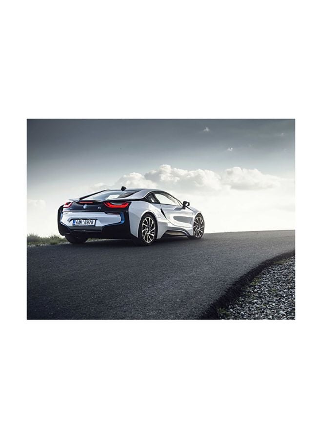 Fast Print - BMW I8 Printed Self-Adhesive Wall Sticker Grey/White/Silver 60x45cm - Image 1