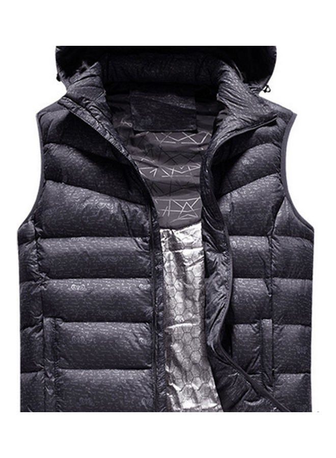 USB Heated Warm Security Intelligent Autumn And Winter Vest With Hat Motorcycle Outdoor Ski Jacket Grey  - Image 4