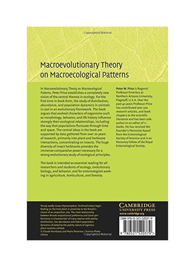 Macroevolutionary Theory on Macroecological Patterns Paperback English by Peter W. Price - 2002  - Image 2