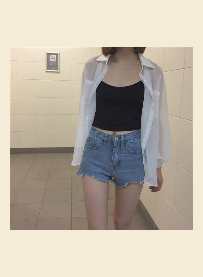 Solid Chiffon Cardigan White - Image 2