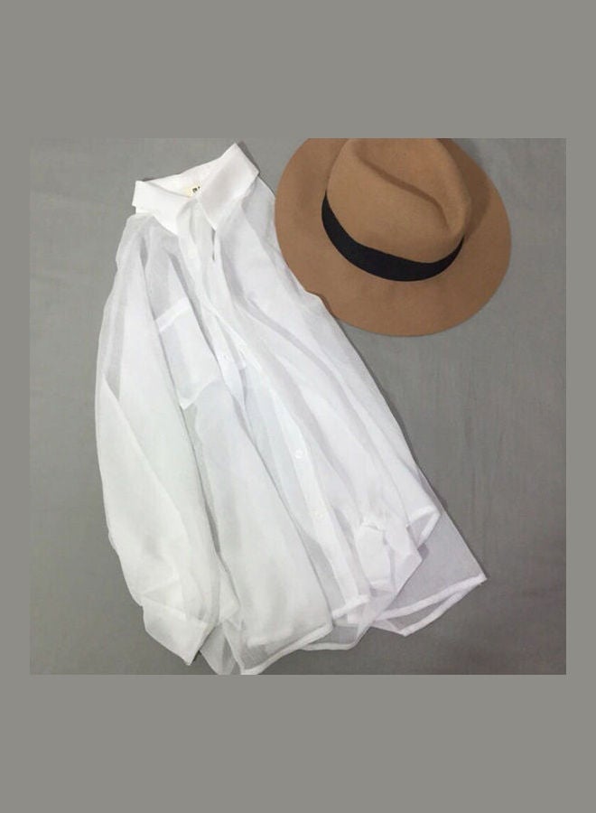Solid Chiffon Cardigan White - Image 5