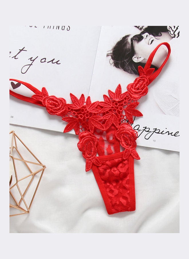Generic Hollow Embroidery Underwear G-String Red  - Image 2
