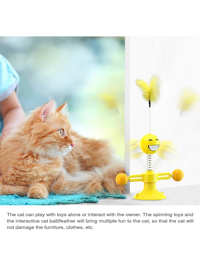 Sharpdo Turntable Funny Cat Balance Doll Toy Yellow 6.54 x 5.28inch  - Image 3