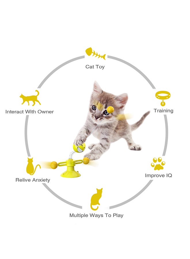 Sharpdo Turntable Funny Cat Balance Doll Toy Yellow 6.54 x 5.28inch  - Image 5