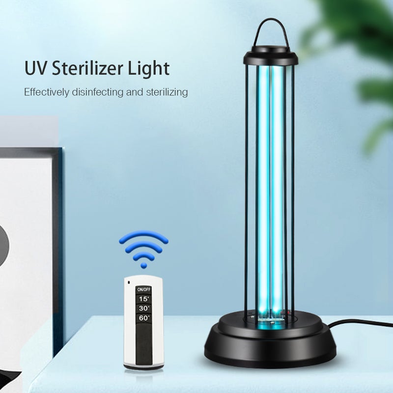 إيهوم مصباح تطهير بالأشعة فوق البنفسجية مزود بلمبتين يعمل بجهاز تحكم عن بعد وقابل للتعديل أسود 53سم - Image 2
